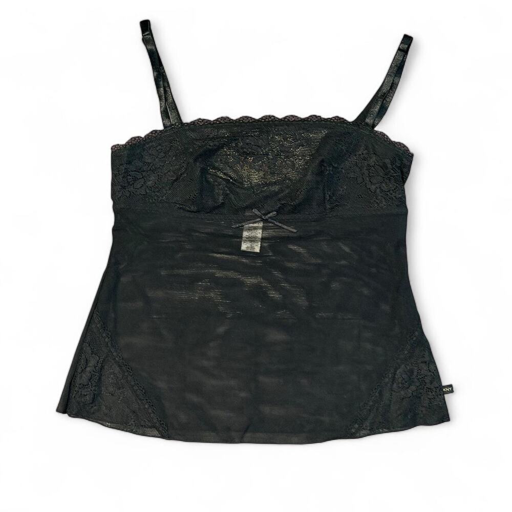 Dkny black sheer lace mesh